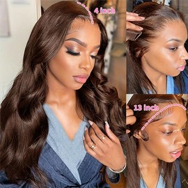 Chocolate Brown Lace Front Wig Human Hair 22 Inch 13x4 Body Wave Lace Front Wigs Human Hair Pre Plucked 250 Density HD Lace Frontal Wigs Brown Colored Wigs Human Hair for Women with Baby Hair