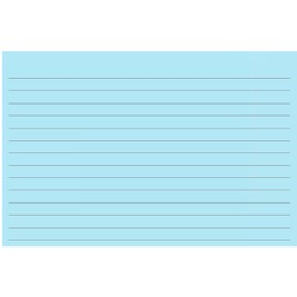 Colonial Cards: 100 Color Cardstock 4" x 6" Index Cards, Light Blue, Lined Landscape Format
