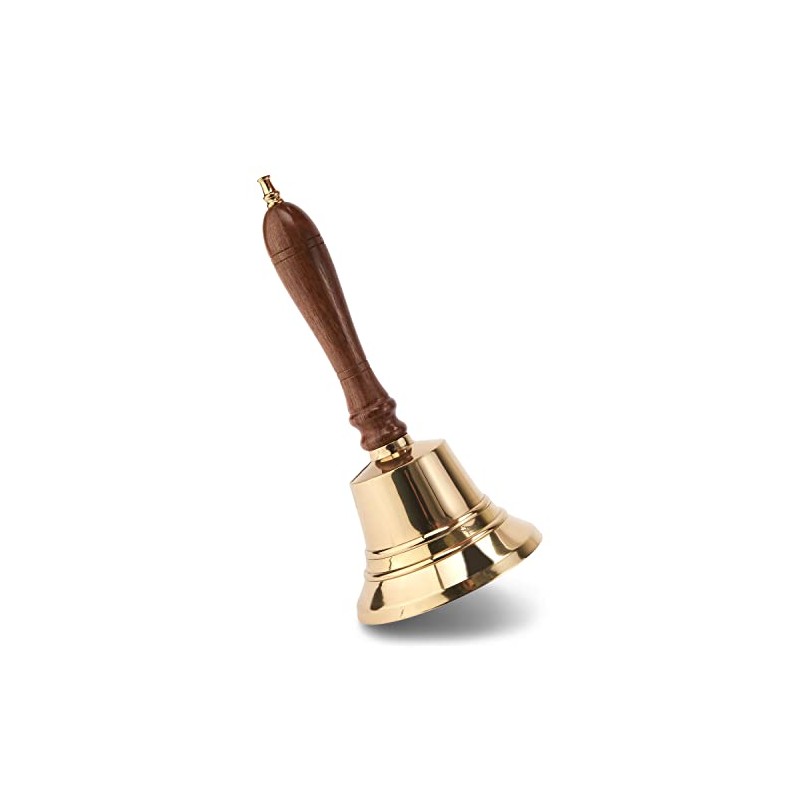 NKlaus Maritime Table Bell Brass with Wooden Handle 22 cm