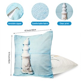 Tatuo 6 Pieces Ocean Beach Pillow Covers 18 x 18 Inch Nautical Summer Sea Theme Cushion Covers Starfish Lighthouse Sailboat Anchor Sea Shell Coastal Throw Pillow Cases for Home Bed Decoration