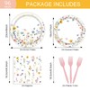 96 Pcs Wildflower Party Supplies Paper Plates and Napkins Disposable