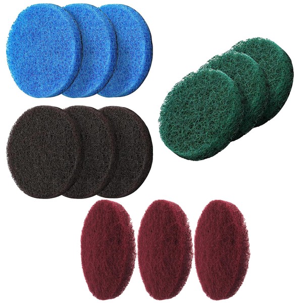12 Piece Set of Accessories Cleaning Pads Cleaning Pads Electric Cleaning Brush (3 Foam Pads, 3 Kitchen Pads, 3 Scouring Pads, 3 Microfibre Pads)