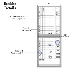 Dogleg Design Studio Golf Scorecards & Stat Tracking Booklet (21 Rounds) - Weatherproof Golf Journal - Golf Log (4" x 5.5" When Closed) - Golf Notebook fits in Holder or Pocket - Made in USA