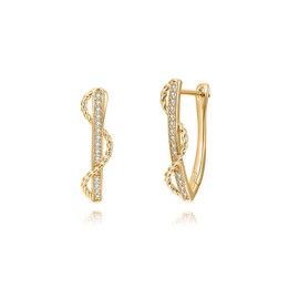 WSKFLY Cubic Zirconia Hoop Earrings 14K Gold Plated Tiny Huggie Earrings Simple Lightweight Small Hoops jewelry gifts for women, general, Brass, Cubic Zirconia