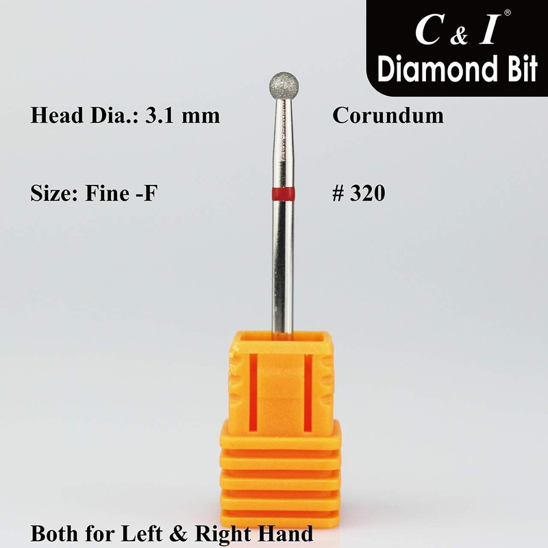 C & I Diamond Nail Drill Bit, Ball Shape Head