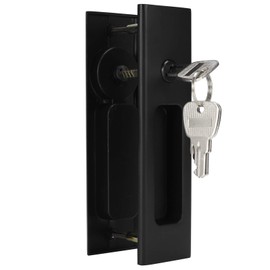 Juego de Cerraduras para Puertas Corredizas, Aleación de Zinc, Cerradura para Puertas Corredizas, Pestillo, Manija, Baño, Balcón, Gabinete, Herrajes para Puertas, con Manual en Inglés(Negro)