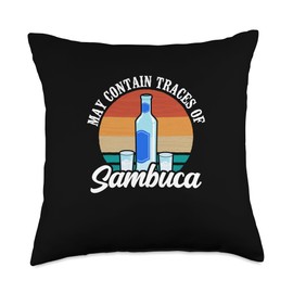 May Contain Traces Of Sambuca Bartender Bartending Throw Pillow