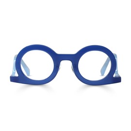 eyebobs - Temple Tantrum | Premium Reading Glasses for Men and Women | Round Frame for Narrow Faces | Cobalt Blue, 2.75