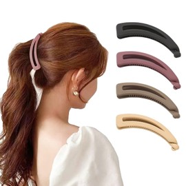 KAZIPA 4 Pcs Large Banana Hair Clips, Vintage Banana Clip, Non-Slip Matte Ponytail Clip, Hair Styling Accessories for Women and Girls