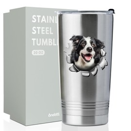 Onebttl Border Collie Gifts for Women/Men, Unique 20oz (590ml) Border Collie Tumbler with Lid and Straw, Border Collie Gifts, for Christmas, Birthday, Gifts for Border Collie Dog Lovers