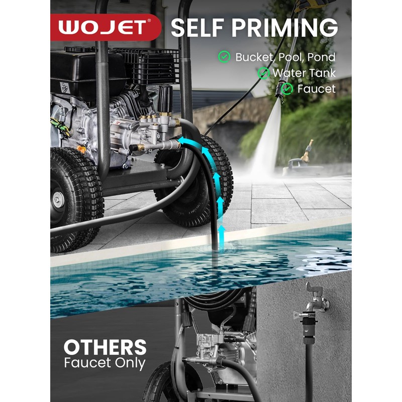 WOJET Pressure Washer Pump, 3/4" Shaft, 3400PSI 2.5GPM, Horizontal Power