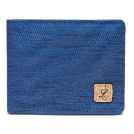 Lanyani - portafolios de tela minimalista con bloqueo RFID, Azul, Pequeño, Minimalista