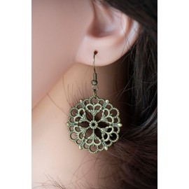 Miniblings Flower Ornament Earrings Pendant India Metal Bronze Hippie Large 45 mm - Handmade Fashion Jewellery I Earrings Earrings in Bronze, 45mm, Metal, without stone