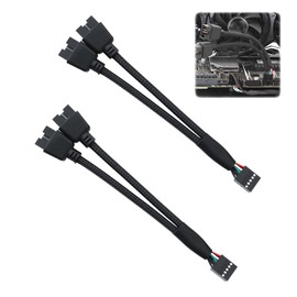 2 Stück USB 2.0 9 Pin Splitter Mainboard, USB 2.0 9-polige Buchse auf Doppel-Verlängerungskabel, Mainboard USB Splitter 1 zu 2, mainboard usb splitter, Abschirmung Kabel, für PC Mainboard Pinheader