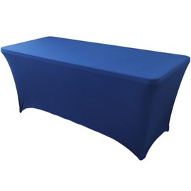 Skyour Stretch Spandex Table Cover 4ft/5ft/6ft/8ft Folding Rectangular Dinner Elastic Fitted Table Cloth Outdoor Cocktail Tablecloth Covers Protector (Navy Blue, 5FT: 60x30x30in)
