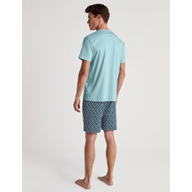 CALIDA Relax Streamline Men's Short Pyjamas 100% Cotton, Turquoise