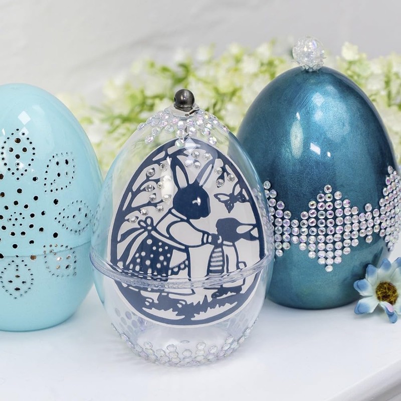 Ideen mit Herz Fillable Eggs for Standing, Plastic Eggs, Transparent,