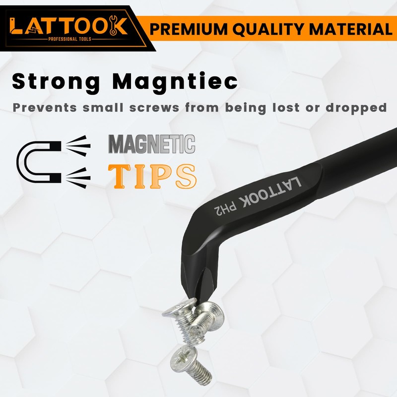 3PCS Right Angle Offset Screwdriver Set, LATTOOK L-Type 90 Degree