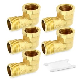 GASHER 5pcs 90 Degree Barstock Street Elbow, 1/2 Inch BSP Male Pipe to 1/2 Inch BSP Female Brass Pipe Fitting