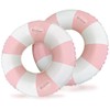 2PCS Stripe Pool Swim Ring with Handles Inflatable Pool Floats