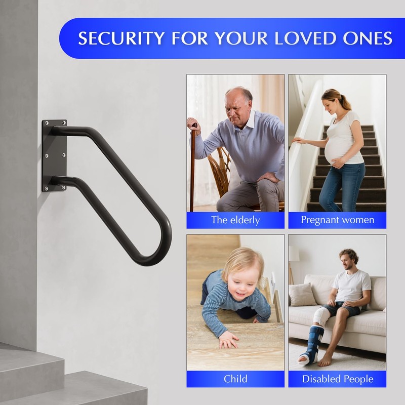 Hand Rails for Outdoor 1-2 Steps, Indoor Stairs, Bathroom, Wall