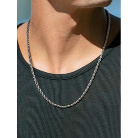 Supcare Stainless Steel Rope Chain for Pendant 22 Inch Silver Chain for Women Non Tarnish 3mm Mens Silver Rope Necklace Fathers Birthday Gifts Waterproof Necklace