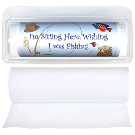Premium Packable Travel-Size Eco-Friendly Coreless Biodegradable Toilet Paper Rolls | Convenient Plastic Dispenser | Fishing, Boating & Nautical (3-Pack) (401 I'm Sitting Here Wishing Fishing)