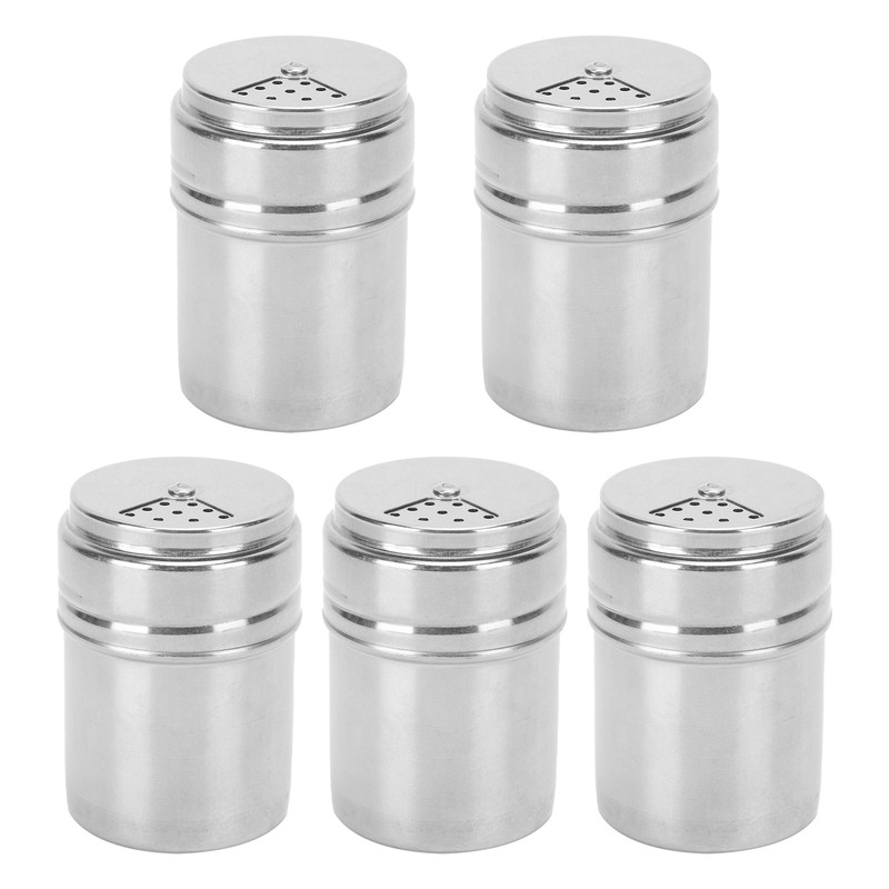 5PCS Seasoning Bottle Stainless Steel Spice Shaker with Rotating Cover