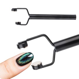 3 in 1 Cat Eye Magnet for Nails, Nail Art Design Cateye Magnetic Tool Y-Shaped Double Head Stainless Steel Fingernai Magnets Nail Gel Polish for Home DIY Salon Studio (Black)