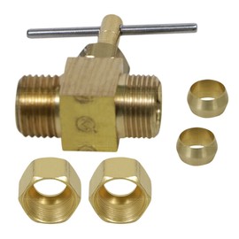 3/8 Inch Compression Straight Needle Valve for Potable Water, Instrumentation, Hydraulic and Pneumatic Systems, Brass Lead-Free