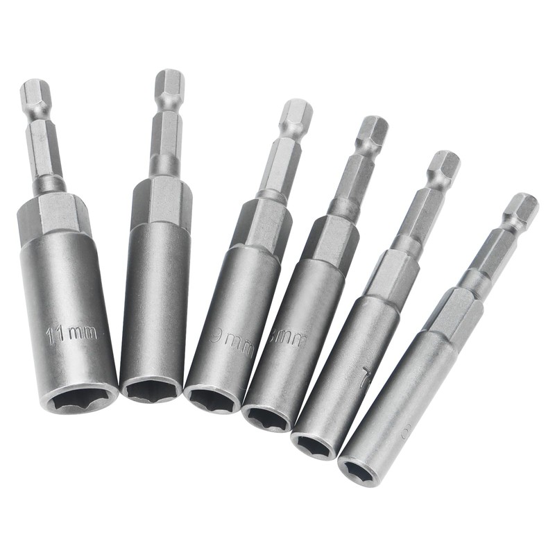 DAKFOOK 12PCS Deepen Hexagon Sockets Set, 6-19mm Hex Shank Nut