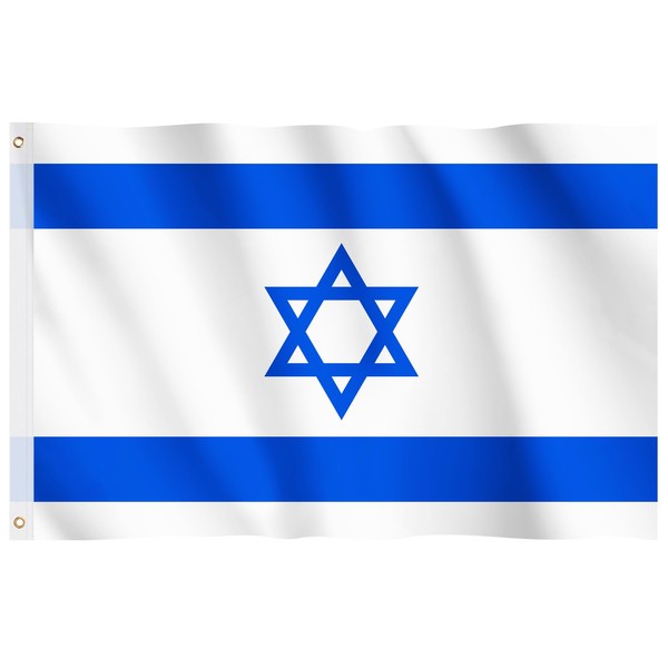 Israel Flag, Hianjoo 5ft x 3ft Israel Flag with Eyelets, Vivid Color Fade Proof Polyester Canvas Header Double Stitched Israel Flag 90 * 150CM