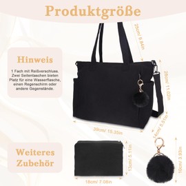 GADITIEK Cord Tote Bag Shopper Bag Women's Shoulder Bag Large Handbag Women's Large for Work Office Travel Shopping School, black