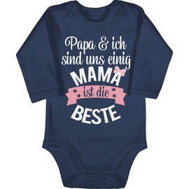 Shirtracer - Baby Bodysuit Long Sleeve Girl Boy - Mama ist die beste I Weltbeste Mutti, 1 Navy Blue