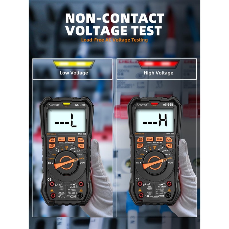Aicevoos Multimeter Digital Multimeter, 9999 Counts DC AC Voltmeter and