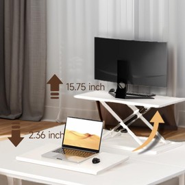 Ayedvan 24 inch Worker Standing Desk Converter,Adjustable Sit Stand Up Desk Riser,Sit to Stand up Desk Riser Computer Workstation,Desktop Workstation Riser for Home Office Computer Laptop - White