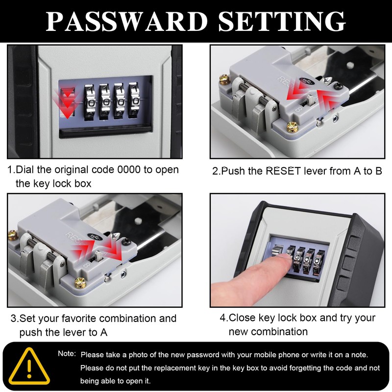 Wall Mounted Key Safe with Combination Code, Weatherproof Key Safe