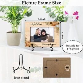 Thanksgiving 4x6 Picture Frame, Hello Pumpkin Wooden Picture Frame with Stand for for Fall Gifts Desktop Use, Home Office Desk Decorations, Appreciation Gifts For Dad, Mom, Grandparents-33