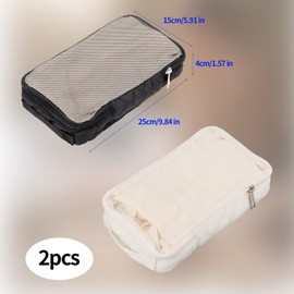 lasuroa 2pcs Baby Diaper Bag Organizer Pouches, Waterproof Polyester Reusable Baby Mesh Bag Organizer for Cloth Diapers (Black, Off-White)