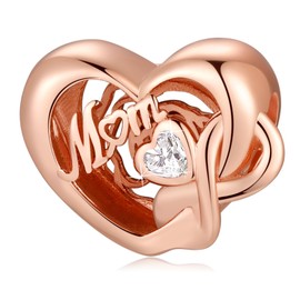 Symretie 925 Sterling Silver Charms Pendant - Butterfly Heart Charm for Women Necklace & Bracelet Jewellery | Mother Gift, Sterling Silver, No Gemstone