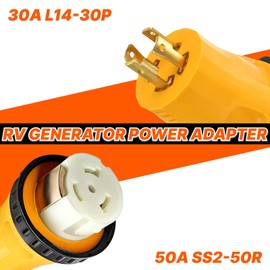 HHENGYISOUL 30A L14-30P to 50A SS2-50R RV Generator Adapter,50 amp to 30 amp RV Generator Plug with Twist Locking and 4 Prong Male Plug to 4 Prong RV Female for RV Trailer Camper Generator