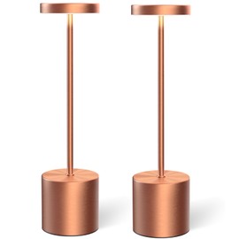 Cordless Table Lamps Rechargeable Set of 2, Portable LED Desk Lamp, 5000mAh Battery Powered Wireless Table Light - 3 Color Dimmable Lighting for Restaurant Dining Patio Outdoor Bedroom(Rose Gold)