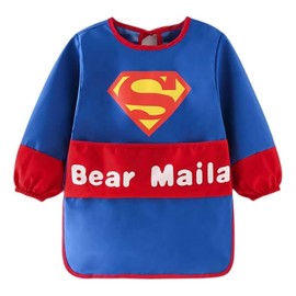 OMEIU Store Baby Kid Waterproof Long Sleeve bib animals dinosaurs Infant Toddler Weaning Feeding Bibs Apron 6 Months to 3 Years Old (Sup 1pcs)