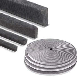 ZOMPAGO Strong Adhesive Brush Weather Stripping 0.6in (T）x 0.4in (W) x 33FT, Grey, Door Seal for Sliding Windows & Doors, Soundproof Noise Blocker, Draft Stopper for Garage Door Frame & Exterior Doors