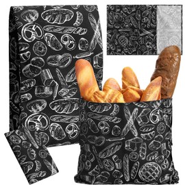 Tioncy 2 Sizes Beeswax Bread Bags for Sourdough Reusable Homemade Bread Bags Linen Bread Storage Bag with Improved Beeswax Coating Beeswax Food Wraps for Loaf Fresh Freezer Christmas Baker Gift(Black)