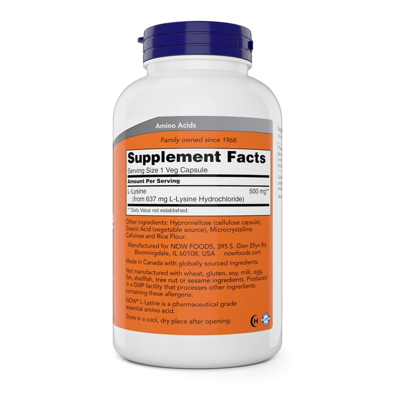 NOW L-Lysine 500 mg, 360 Capsules