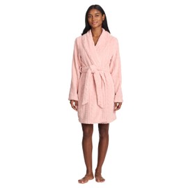 TAHARI Cable Plush Pink Robes for Women, Pink Fluffy Robe, Bathrobe for Women Short, Womens Gifts (Dusty Rose, Medium)