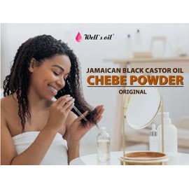 Well's Jamaican Black Castor Oil Infused with Chebe Powder (Light) 2 fl oz | Natural | Supports Hair & Scalp Care | Moisturizing & Nourishing