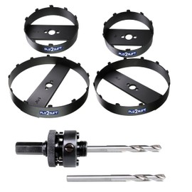 PLG2SUPT 4 4-3/8 6-3/8 6-7/8” Carbide Grit Hole Saw Cutter for 6 5 4” Recessed Light Segmented Cutting Edge 4X Faster Than Bi-Metal Hole Saw Cutting Drywall Ceiling Tile Wood Plaster MDF Drywall