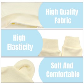 Hybursky Newborn Baby Beanie Hat and Gloves Socks 3 Pack Cotton Newborn Hospital Nursing Hats Accessories for Infant Boys Girls Unisex 0-6 Months(Light Yellow)